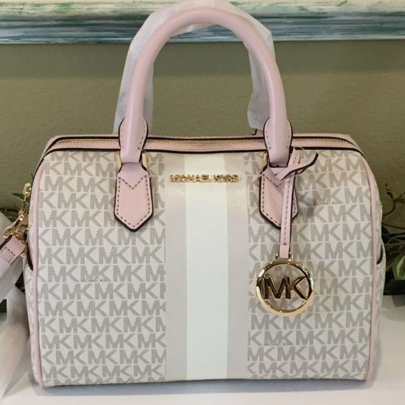 Michael Kors Purse Vanilla And Pink Duffle